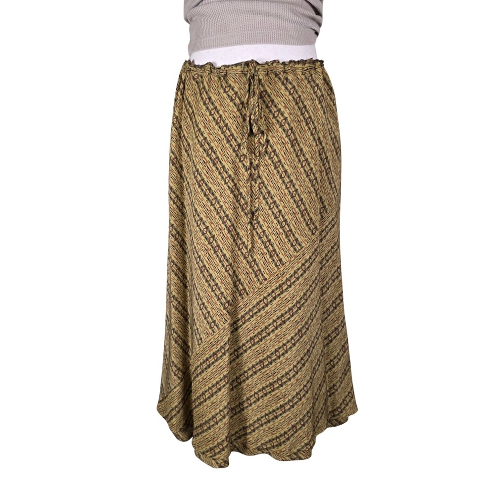 90s Slip Skirt SZ 12 SILK Brown Earthy Art Teacher Neutral Asymmetrical Tribal